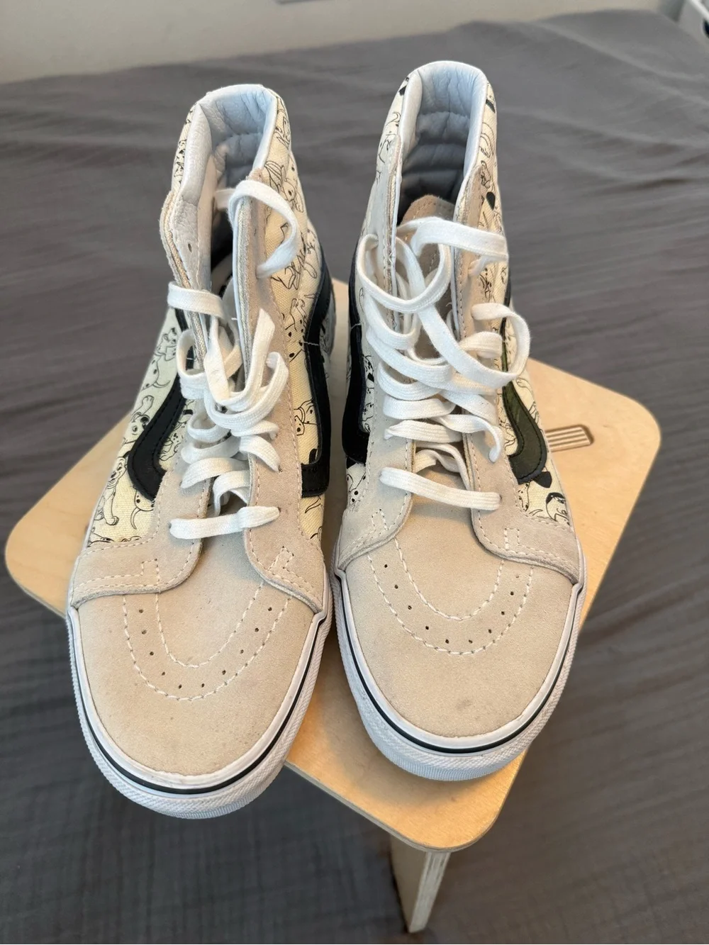 Vans 101 Dalmatians High-Top Skate Shoes - Cream/Black like New
